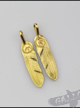 铁头的店高桥M号18K全金羽毛吊坠