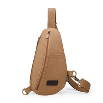New male chest bag Canvas Single Shoulder Bag Slanted Satchel Korean version Tidal Bag Retro Casual Sports Zipper Chest front Little Butbag