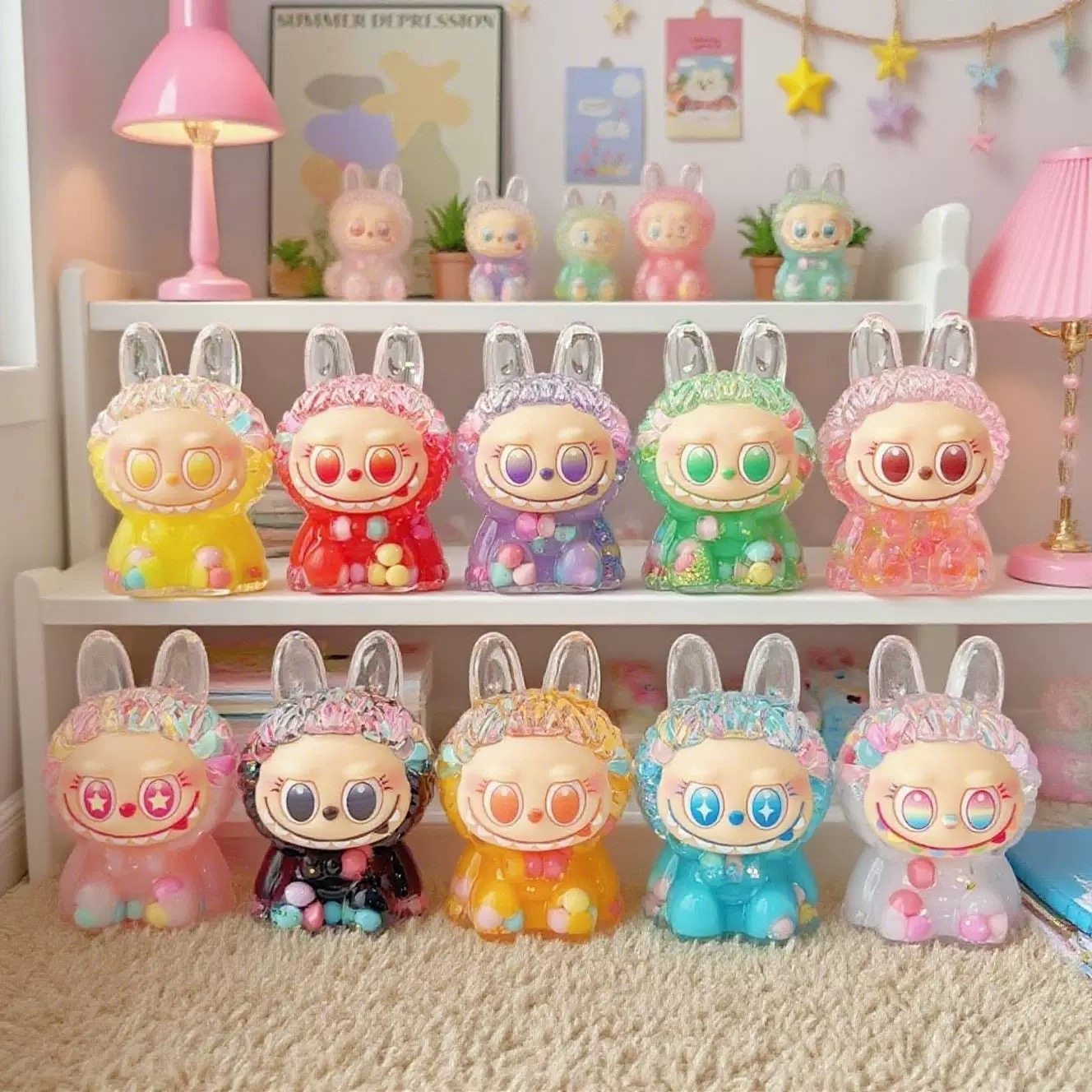 拉布布大号水晶入油桌面摆件创意亚克力流油摆饰车载精致饰品礼物,淘宝优惠券,粉丝福利购,淘宝优惠卷