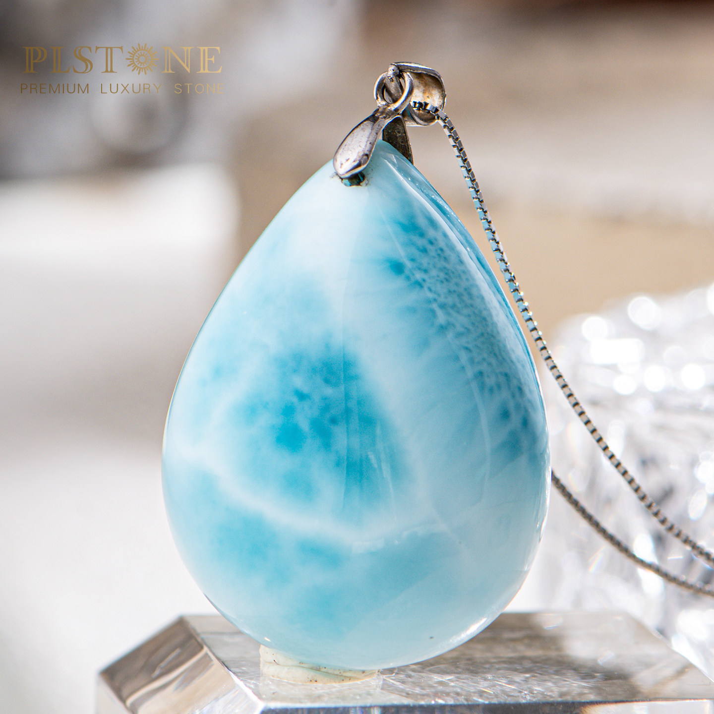 PLSTONE普琳丝天然冰种裸石玉化多米尼加海纹石吊坠女-可选18K扣,淘宝优惠券,粉丝福利购,淘宝优惠卷