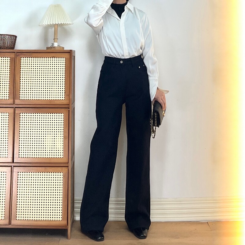 【清仓不退换】高个子加厚密密绒高腰直筒牛仔裤女显瘦保暖加长裤