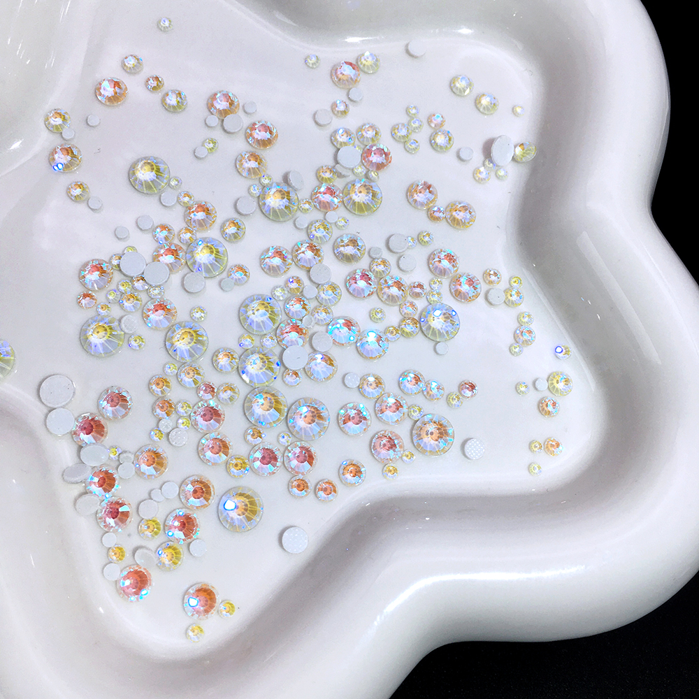 烫钻胶底平底圆形水钻摩卡荧光白美甲钻饰DIY服饰水晶钻SS6-SS30 - 图0