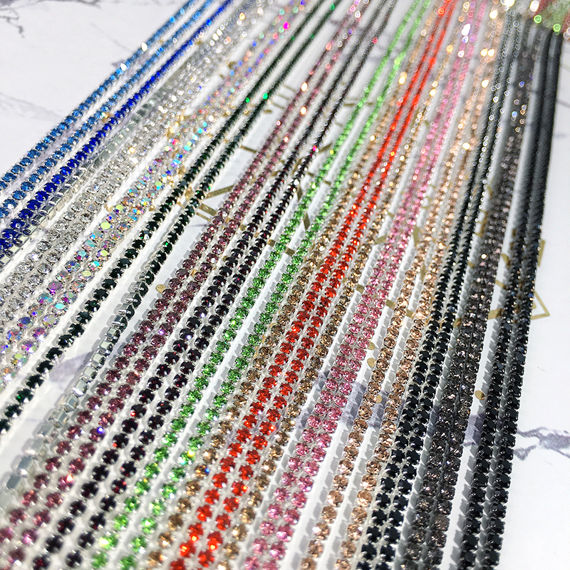 1米1.5mm彩色美甲链条银底密链发饰手机壳DIY美甲装饰材料饰品 - 图0