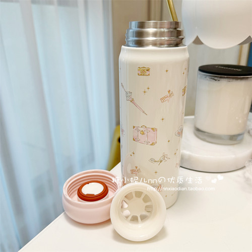 日本本土OSK美少女战士30周年联名熊猫草莓限定不锈钢茶漏保温杯 - 图0