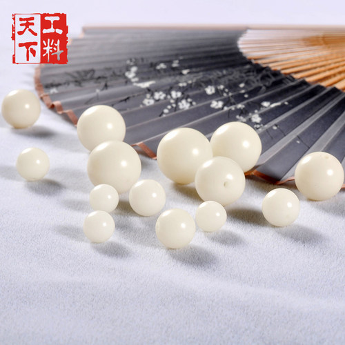 天然白玉菩提根散珠 单颗圆珠文玩佛珠108手串手机链DIY穿珠配饰 - 图2