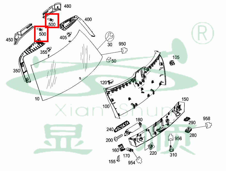 奔驰W204W211W212X204W448C204C218X164尾门后备箱流水槽铆钉卡扣 - 图2