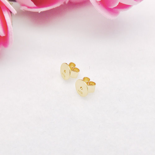 18K金平底耳壁耳迫耳堵耳塞耳背4.5mm DIY饰品配件 - 图3