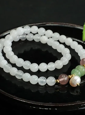 爱钰 金丝玉白玉双圈手串水晶玉石手链古风首饰代发AY4052501