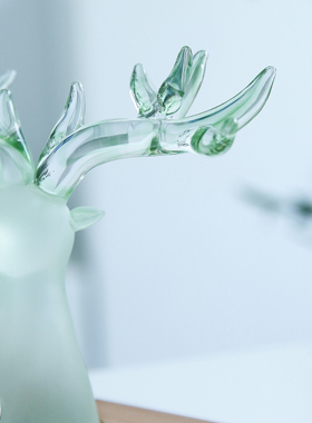 七隐手工原创玻璃小鹿摆件