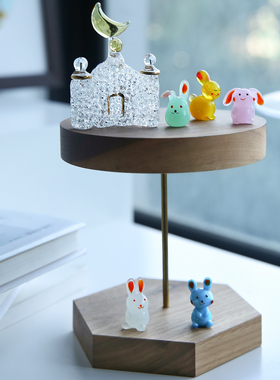 七隐手工玻璃兔子车载摆件