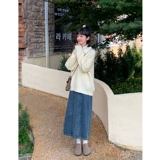 Прямые свободные джинсы, весенняя джинсовая юбка, (в наличии на складе), по фигуре