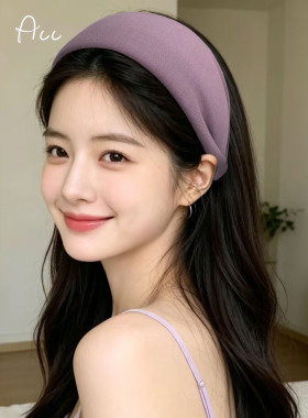 YM ACC针织布艺宽边发箍高颅顶显脸小头箍温柔气质紫色减龄头箍女