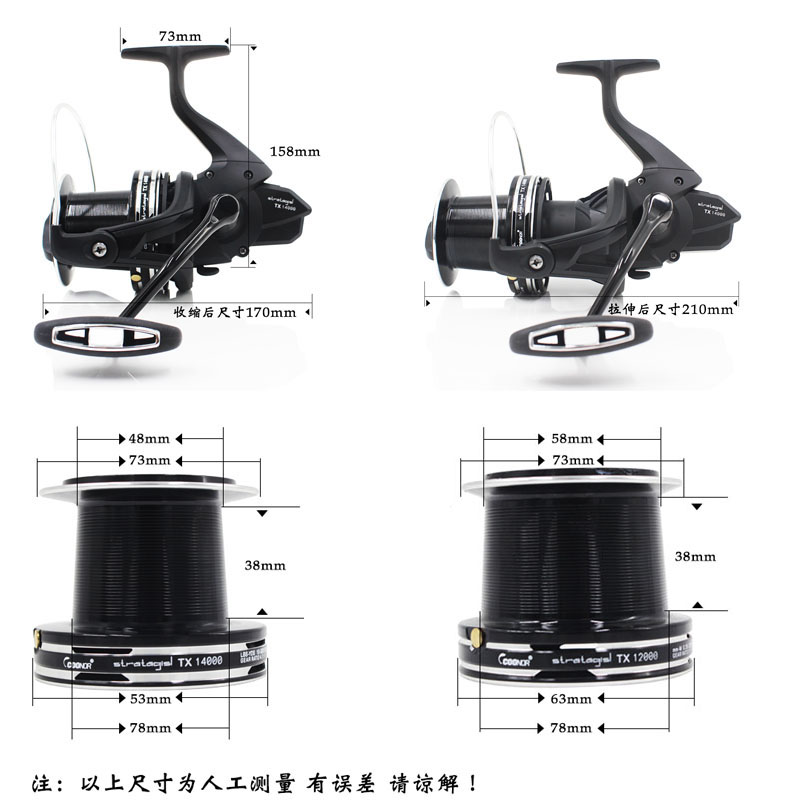 酷诺远投轮TX14000+12000全金属双线杯大渔轮缓降功能鲤鱼纺车轮 - 图0