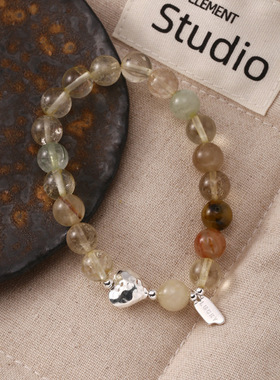 925纯银lucky爱心发晶串珠手链女简约新中式设计百搭心形手饰B648