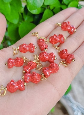 u654 天然朱砂貔貅吊坠滴流本命年红砂挂件2cm辰砂首饰挂坠