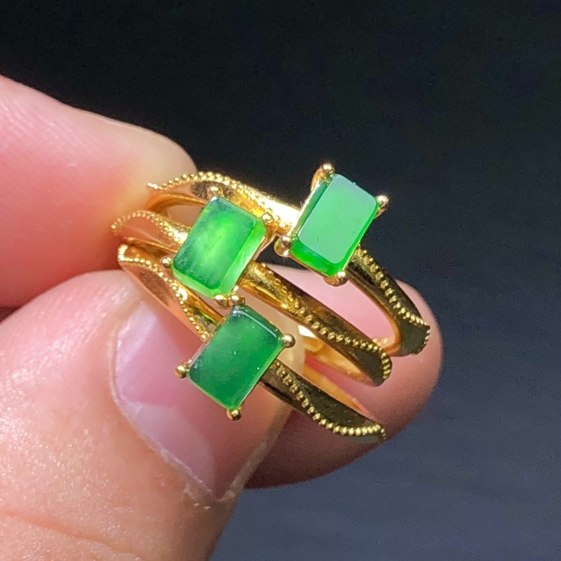 1A39 天然A货翡翠帝王绿戒指公主方s925银6/5mm活口v料男女指环,淘宝优惠券,粉丝福利购,淘宝优惠卷