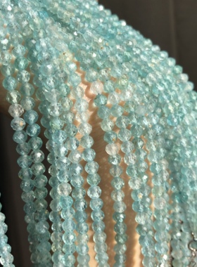 泓石斋 天然蓝磷灰刻面手链冰透磷灰石手串男女款情侣水晶饰品4mm