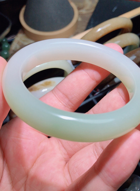 S708 天然和田玉手镯糖白黄金糖一物一图高货毕业羊脂白玉孤品