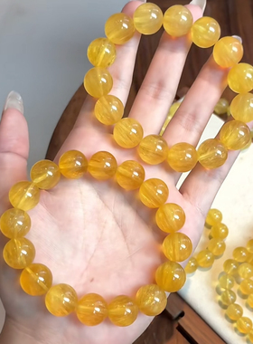 天然黄萤石拉丝猫眼手链晶体好单珠散珠手串男女财迷礼品仙气自信