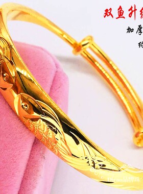 越南沙金手镯女款加厚黄金色久