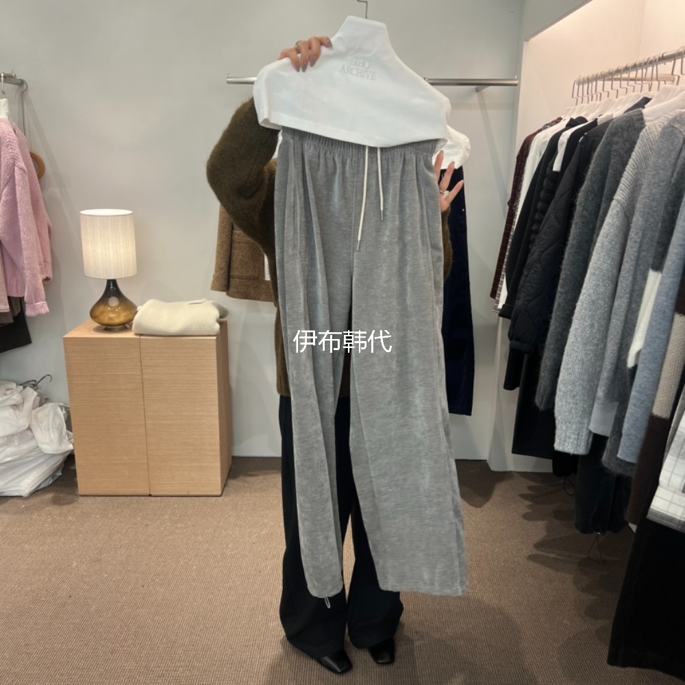SIHO ARCHIVE韩国东大门代购25冬 松紧腰裤脚抽绳绒布灯芯绒长裤 - 图3