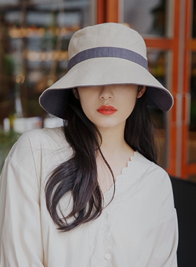 日系帽子女春夏紫外线大小头遮脸