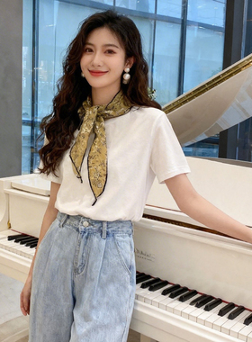 秋季韩版黄色碎花小方巾围巾女薄