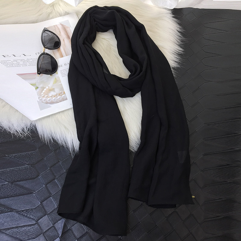 文艺棉麻围巾女春秋新款薄长款纯色日系百搭护颈空调披肩丝巾灰色