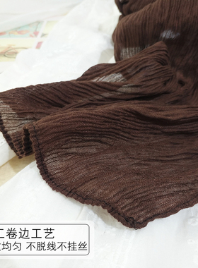 纯色百搭细窄长条棉麻围巾女薄款
