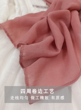 短款棉麻围巾女文艺纯色护颈围脖