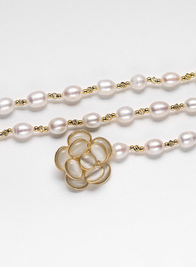 简约淡水珍珠花朵项链简约时尚气