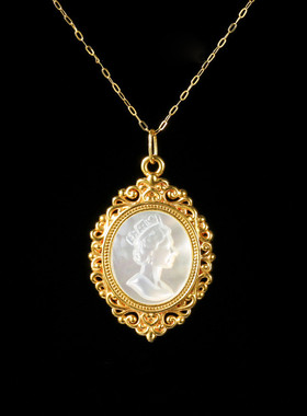 14K金正品和田玉项链挂件水滴吊