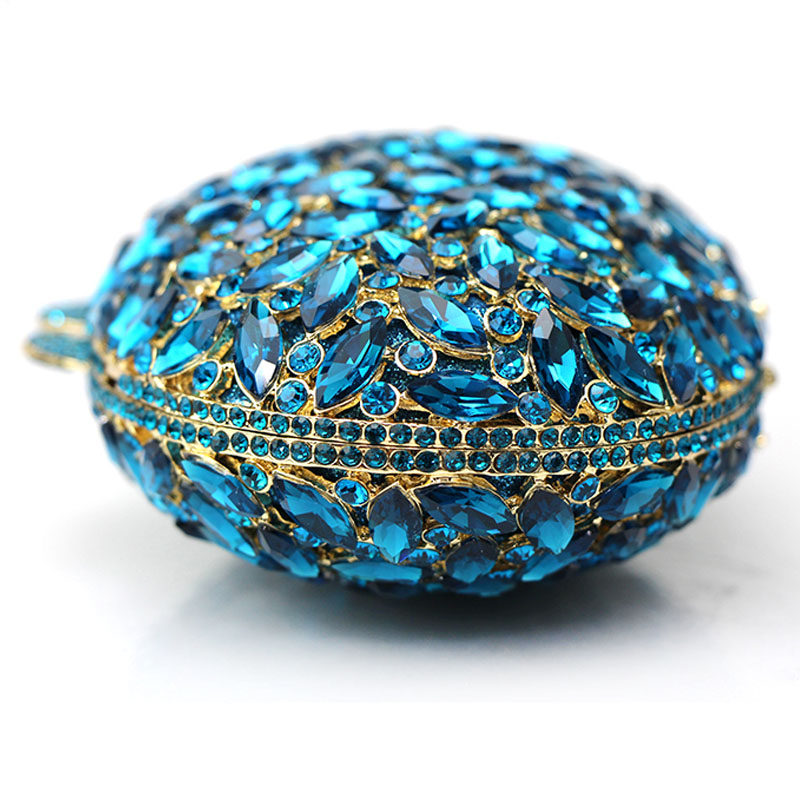 彩月椭圆形硬壳镶钻手拿淑女包包 彩月女士包袋