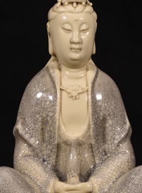 大明万历年何朝宗印德化窑哥釉观世音菩萨造像