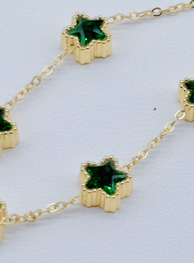 越南沙金时尚简约五星绿宝石手链
