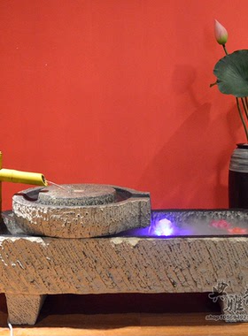 复古假山流水景观喷泉树脂工艺品