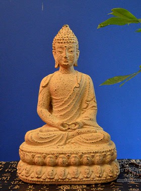 创意中式树脂工艺招财客厅家居禅意佛像办公室桌面摆件设明灯