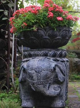 水泥合成新中式庭院户外盆景