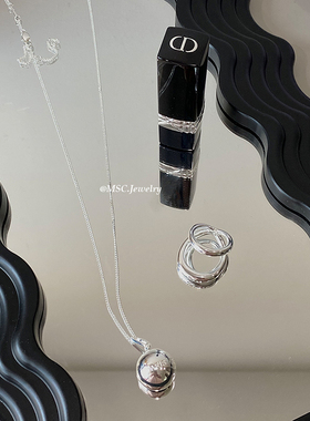 钛钢刻字长款毛衣链金属球球项链