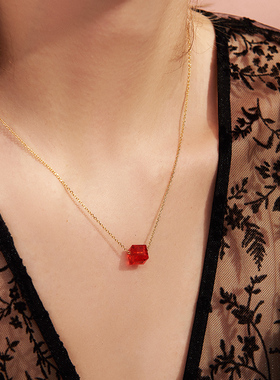 玫瑰金水晶项链吊坠小众设计绿色