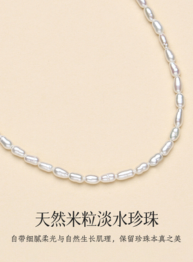 天然淡水珍珠米粒珠锁骨链女极细2-3mm串珠项链叠戴百搭精致颈链
