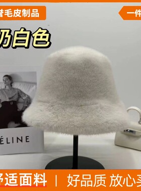 成人款仿水貂毛帽子毛绒帽时尚女款保暖渔夫帽 渔夫帽冬季帽子