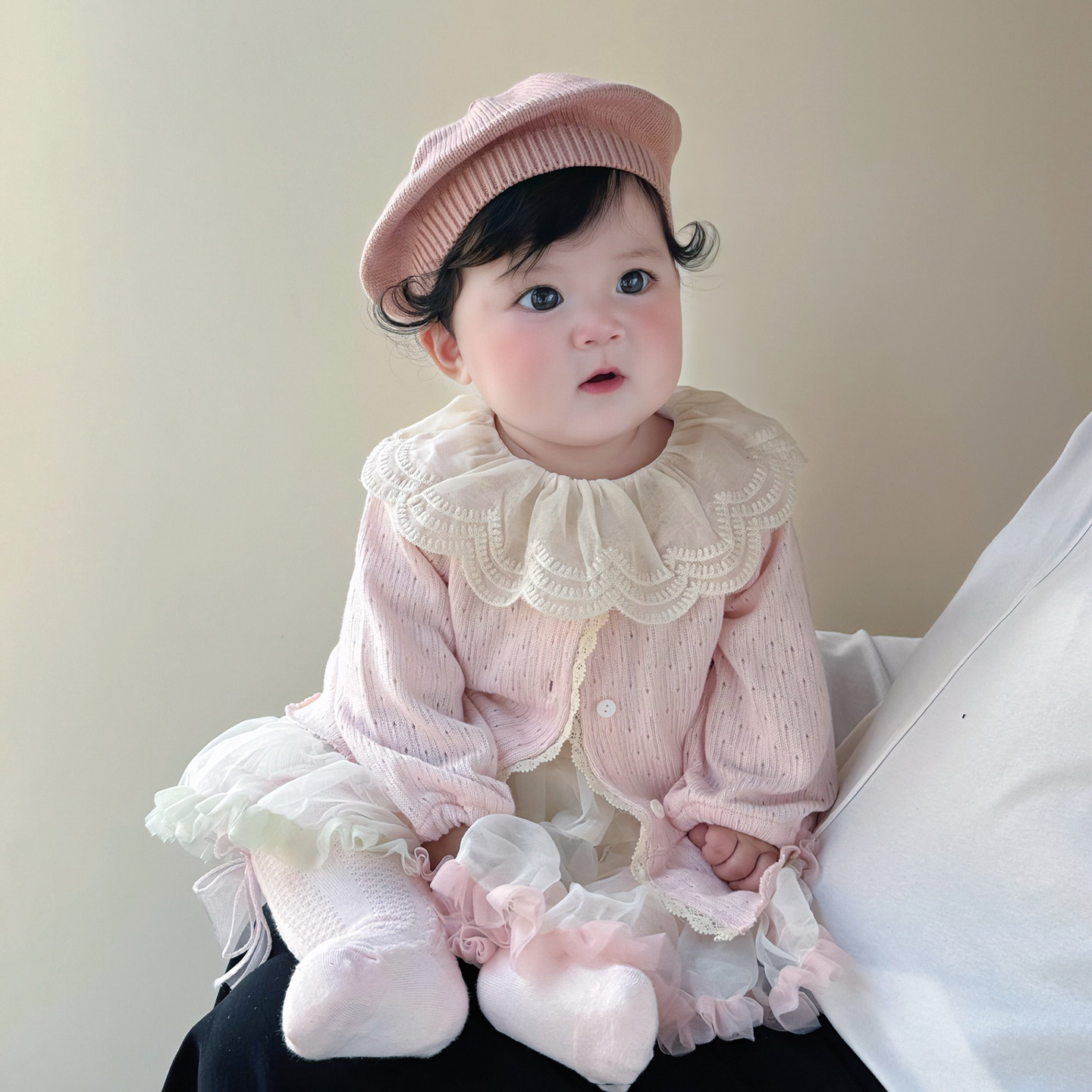 拉果拉女童秋衣宝宝公主开衫蕾丝花边领打底衣粉色外套套装外出服,淘宝优惠券,粉丝福利购,淘宝优惠卷