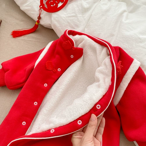 Детское боди для девочек, флисовое платье, ципао, зимний комплект, наряд на выход