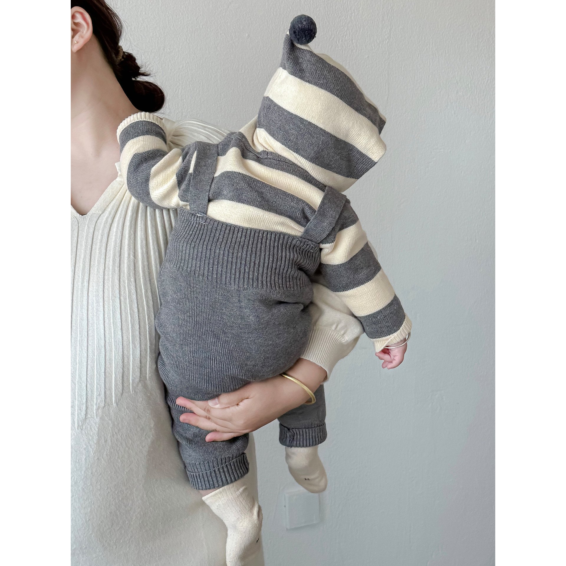 拉果拉小月龄男宝宝衣服秋装男童针织衫潮帅气时髦条纹开衫背带裤,淘宝优惠券,粉丝福利购,淘宝优惠卷