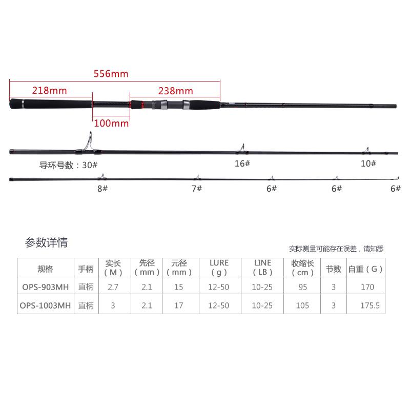 酷影KUYING鱼鹰2.7 -3米MH远投海鲈竿翘嘴路亚竿直柄碳素鱼竿包邮 - 图0