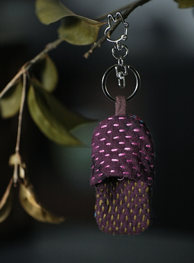 钟声刺子绣纯手工密密缝百搭古风迷你小拖鞋挂件天真无鞋挂件布艺