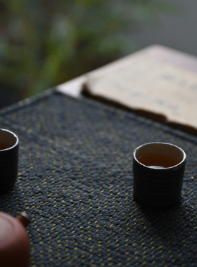 钟声刺绣 传统原创软柿染密密缝 手工茶席茶垫置物垫 定制加厚