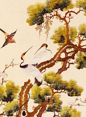 清宫鹤鹿同春寿图有框装饰画