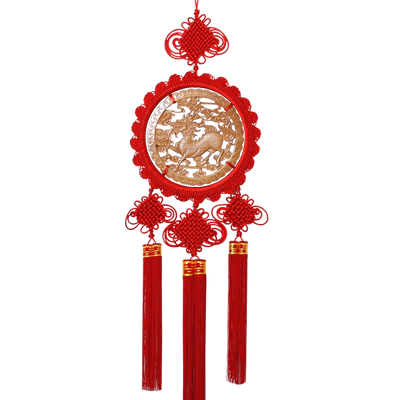桃木中国结挂件招财福字客厅大号玄关喜庆新年红色装饰新中式挂饰 虎窝淘